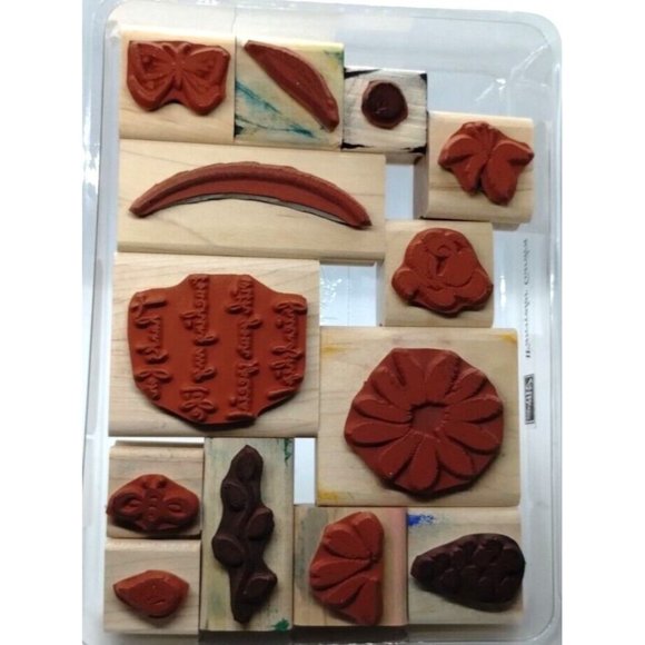 Stampin Up Watercolor Garden 13 Piece Rubber Stamp Kit 2000 Floral Butterflies - Picture 4 of 4